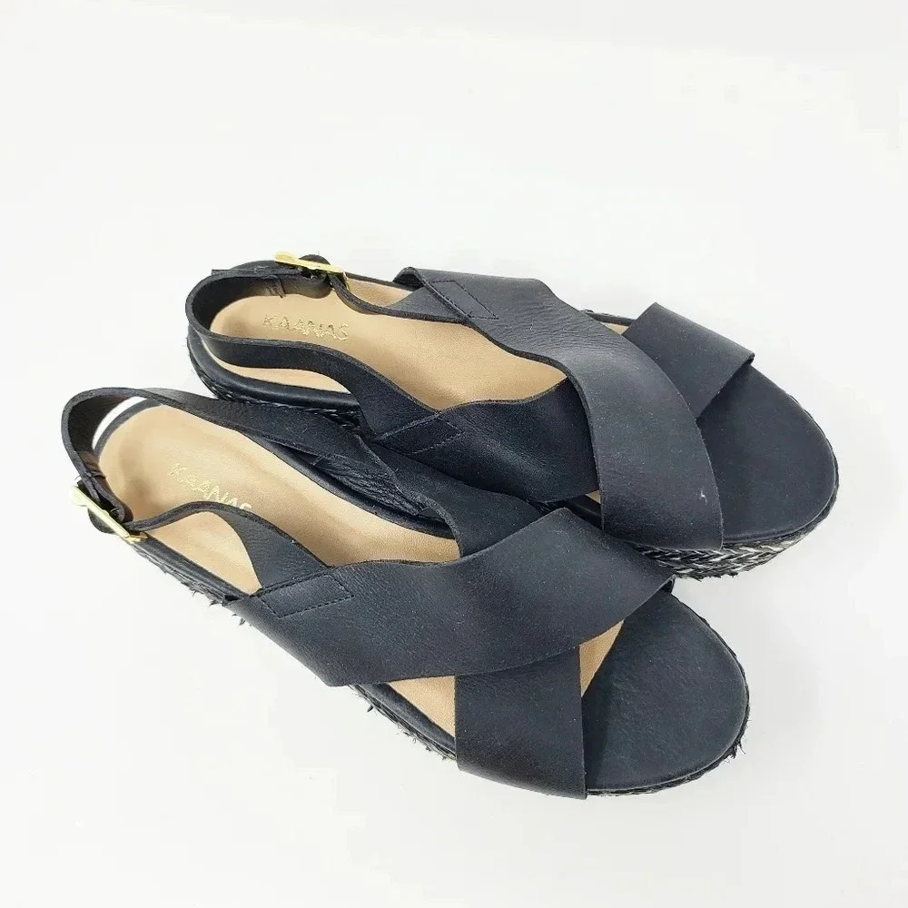 Kaanas Metalik Ada Crossover Platform Wedge Sandal